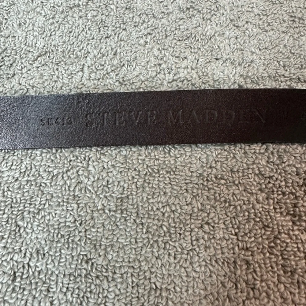 Steve Madden Womens Brown Leather Western Belt Turquoise Silver Buckle SM413 M